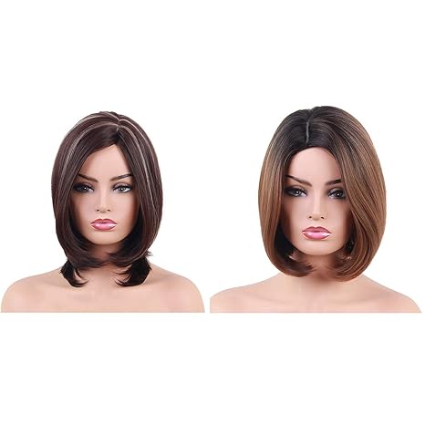 Buy Homyl 2x Fashion Short Bob Hair Wigs 12 Synthetic 2 Colors