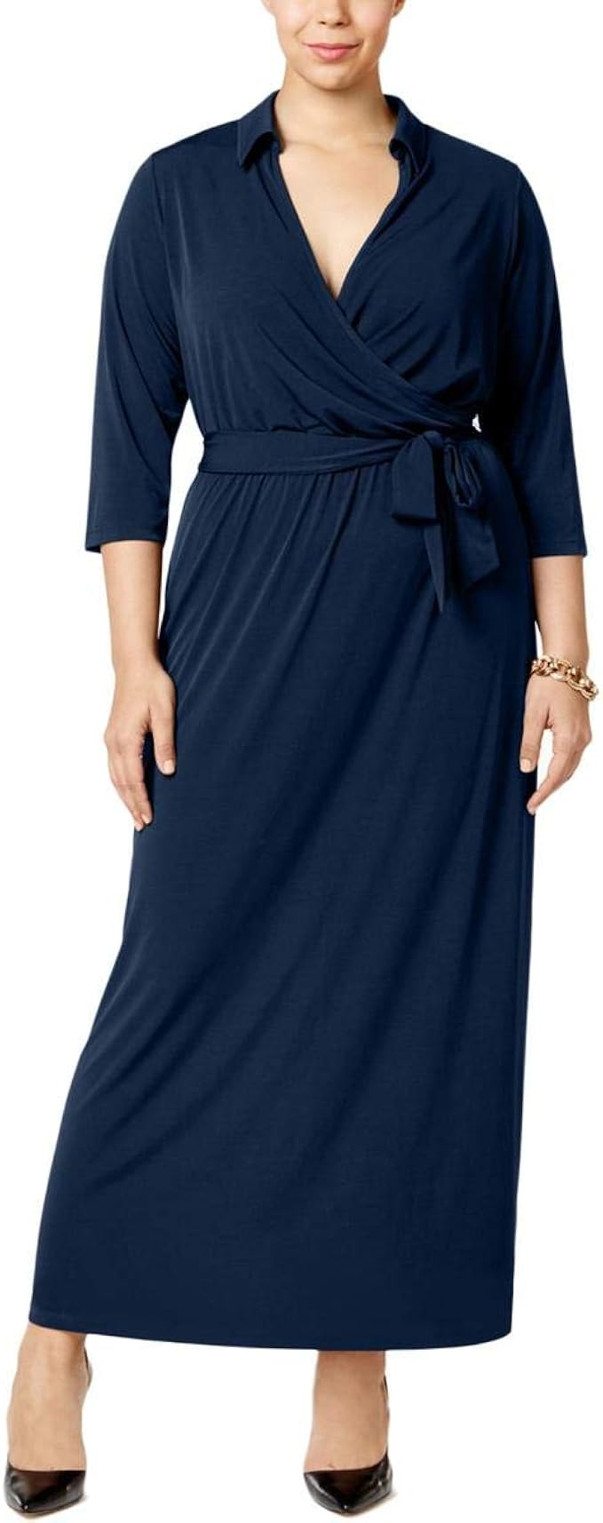 navy faux wrap dress