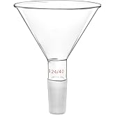 QWORK Glass Jointed Short Stem Powder Funnel Filter Funnel with 100mm Top O.D and 24/40 Inner Joint for lab