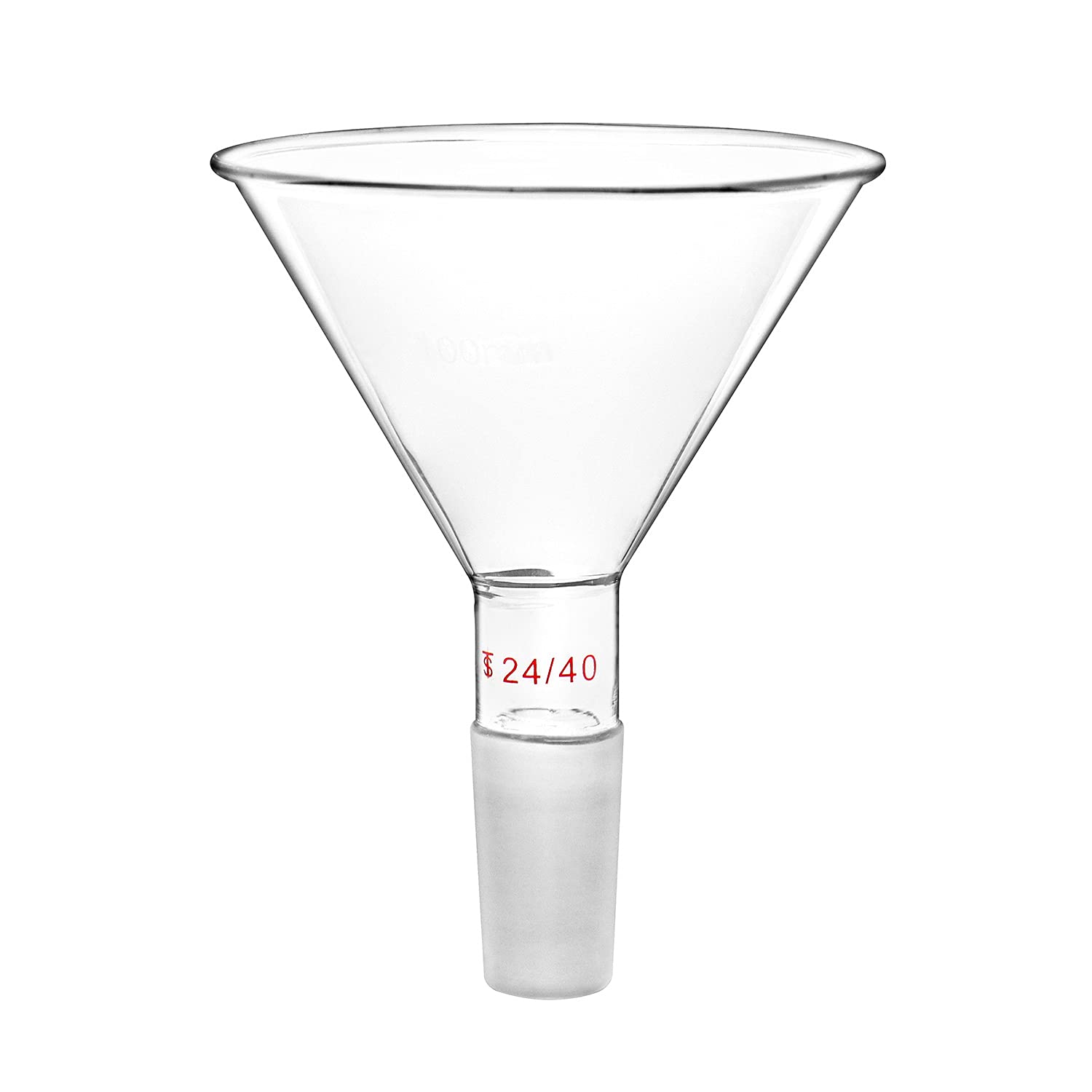 QWORK® Glass Short Stem Powder Funnel Filter Funnel for Lab with 100mm Top O.D and 24/40 Inner Joint