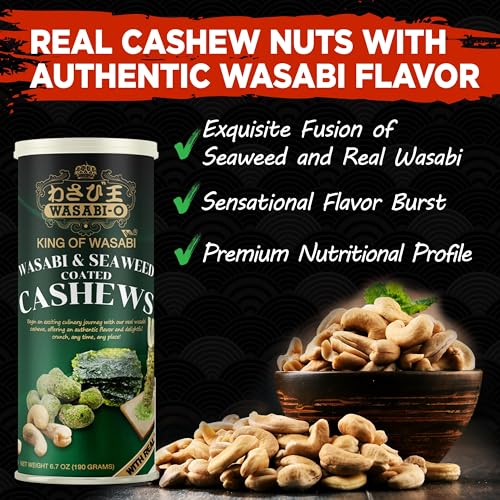 WASABI-O CASHEWS (6.7 OUNCE (PACK OF 1), AUTHENTIC WASABI AND SEAWEED)