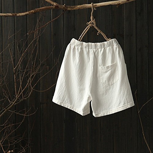 Women Short Pants, JOYFEEL â¤ï¸ Ladies Cotton Linen Casual Elastic Waist Pants Drawstring Solid Summer Walking Shorts White