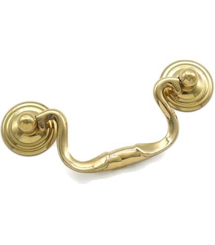 Colonial Swan Neck Drawer Pull – 2.5" Center-to-Center, Polished Brass, Single Pull