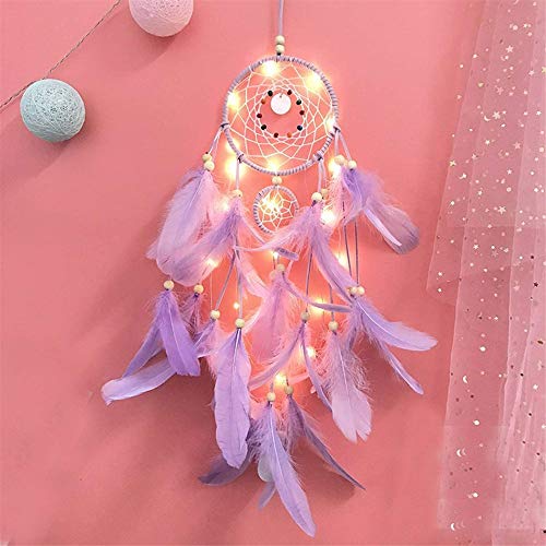 Qukueoy Dream Catchers for Bedroom Wall Hanging Decorations, Dreamcatcher Home Ornaments for Fantasy Gifts, Caught Your Dream (Purple)