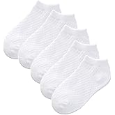 Looching Pack of 5 Mesh Thin Baby Girls Boys Cotton White Socks Toddler Kids No Show Ankle Socks 1-8T