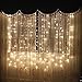 IMAGE 8 Modes Curtain Lights 9.8x9.8 Foot 300LED Curtain String Lights Fairy Lights for Home Garden Bedroom Wedding Party Backdrops Decor with Full Waterproof and UL Safety Warm White