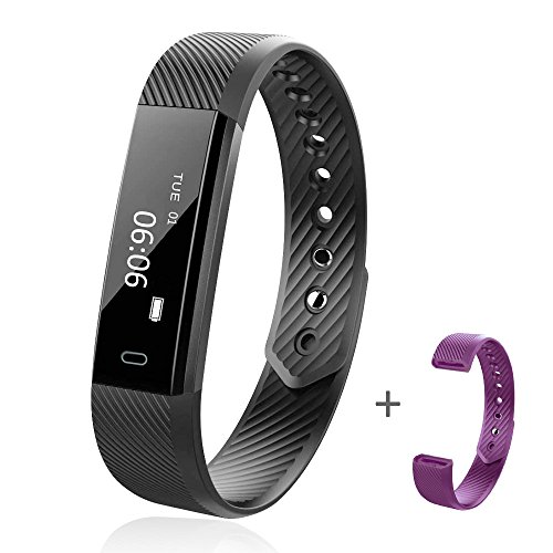 Fitness Tracker Watch,LOVK Pedometer Watch Bluetooth Waterproof Activity Health Tracker Smart Bracelet with Slim Touch Screen USB Charging Port Step Counter for Women Kids,Purple