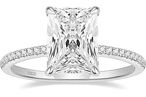 EAMTI 1/2/3/4CT 925 Sterling Silver Engagement Rings Radiant Cut Solitaire Cubic Zirconia CZ Wedding Promise Rings for Her Wedding Bands for Women Size 3-11