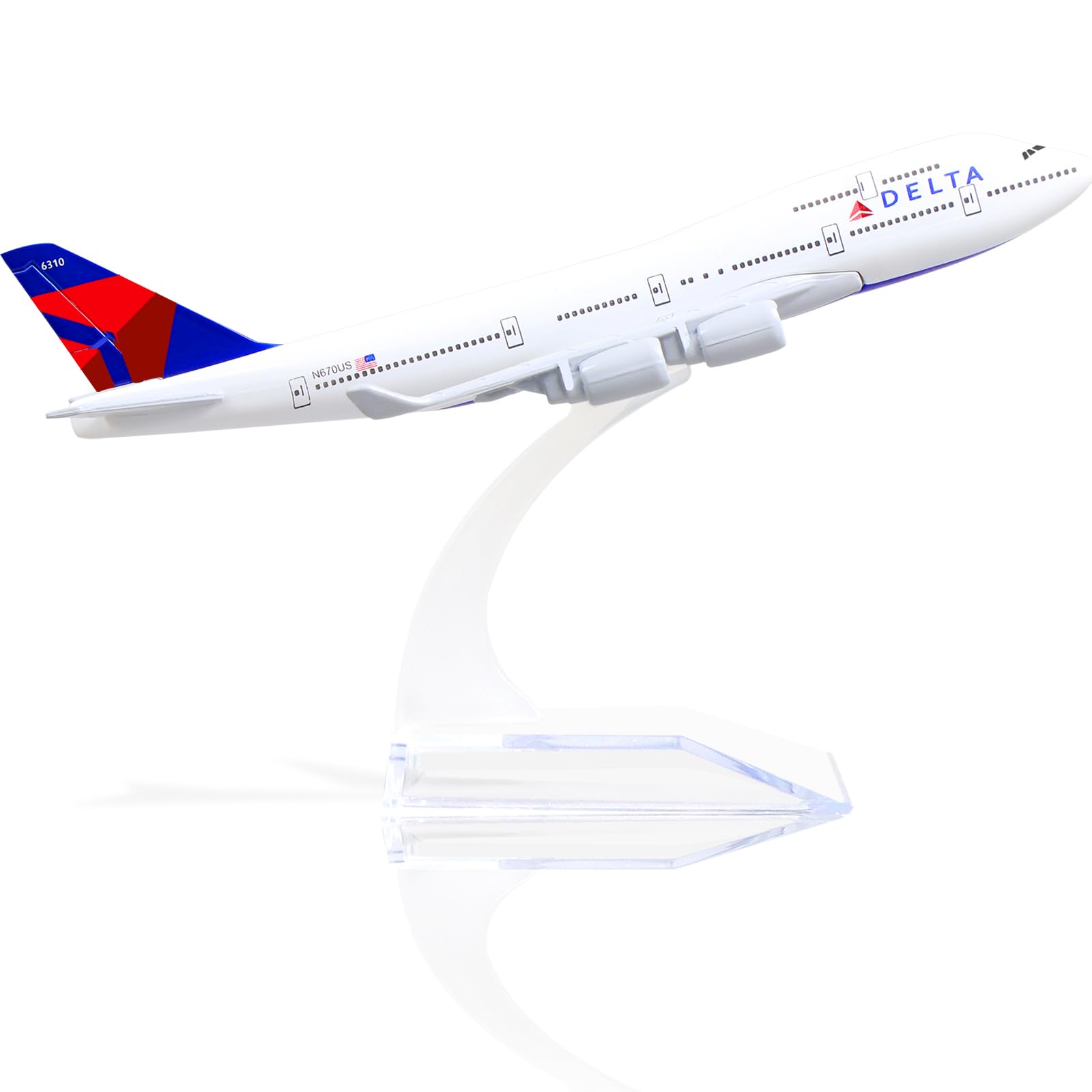 QIYUMOKE 1/400 Delta Plane 747 Model Diecast Metal Aircraft with Stand (6 Inch) Boeing 747 Airlines Model Aircraft for Aviation Enthusiasts Gift