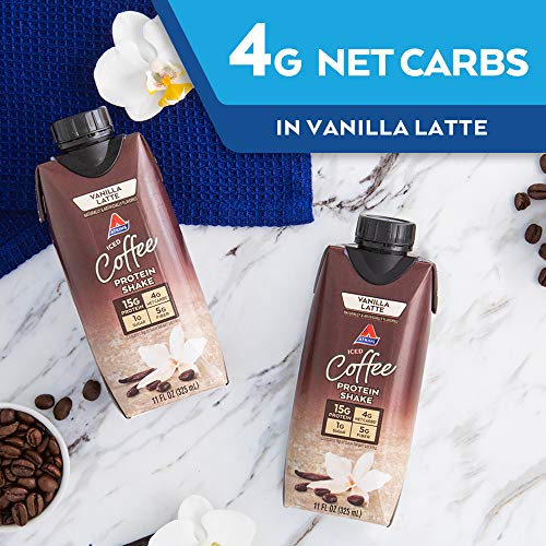 ATKINS ICED COFFEE VANILLA LATTE PROTEIN-RICH SHAKE, KETO FRIENDLY AND GLUTEN FREE. (4 SHAKES)