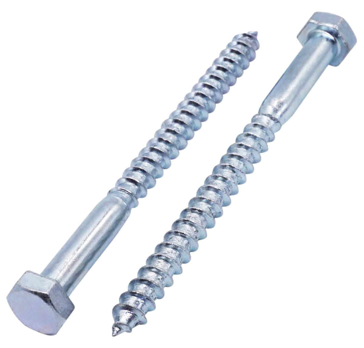 SKIR'CO (10 pcs) DIN 571 Zinc Plated Steel Hexagon Head Wood Screws M8 x 100 mm, Coach Screws, Hex Screw, Lag Bolts