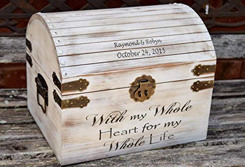 Distressed Wedding Card Box - Keepsake Chest - Card Box for Wedding - Personalized Wedding Card Holder - Rustic Wedding Decor
