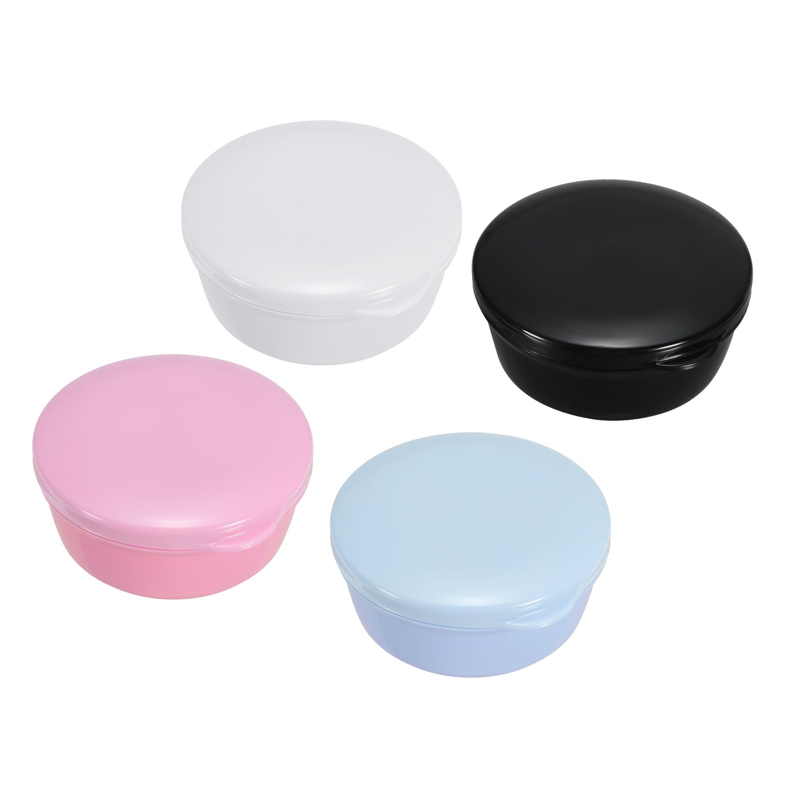 PATIKIL Travel Soap Container, 4 Pack Round Soap Holder Portable Soap Case Box with Leakproof Lid for Traveling, Bathroom, Gym Shower, Pink Black White Blue