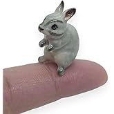 WitnyStore 1" Gray Sit Look Up Rabbit Ceramic Figurine for Terrarium Decoration Collectible Statue for Adult Collectors Handcrafted Porcelain Ornament Sculpture Home Room Tabletop Decor