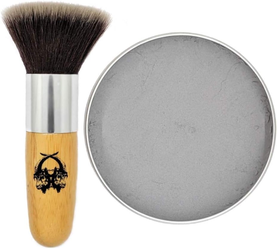 Travel Dry Shampoo Powder | Eco Friendly, All Natural Root Touch Up, Vegan Ingredients | Hair Powder Volumizer | For Silver Grey Light and White Hair. (Sølv + Application Brush) Two Goats Apothecary