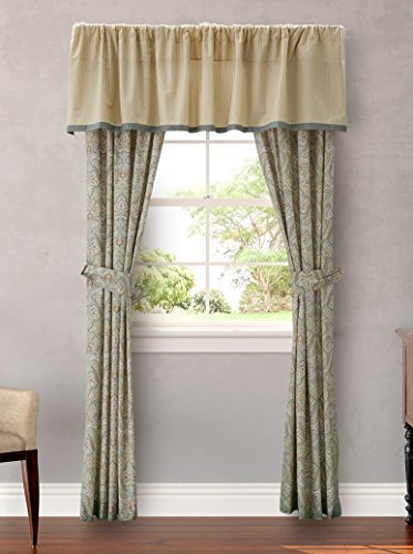 Laura Ashley Berkley Beige Tan Blue Window Panels Curtains By
