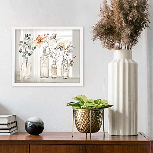 Stupell Industries Spring Country Florals in Vintage Jars White Framed Mirror, 11 x 14 - Image 3