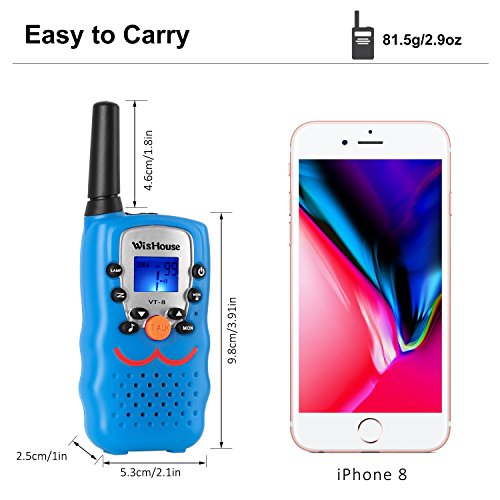 Wishouse Voice Activation Walkie Talkies for Boys, Best Toys Walky Talky 3 Miles Long Range 22 Channels Handheld FRS GMRS Two Way Radios Hunting Hiking Camping (VT-8 Blue,2 Pack)