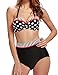 Women's Retro Polka Dot High Waist Bikini Set Swimsuit Push Up Swimwear Black XL
