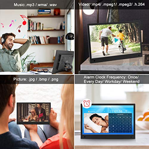 Digital Picture Frame, Jimwey 13.3 Inch 1920x1080 IPS Screen Digital Photo Frame with Motion Sensor, Support Video Music Video USB Drive SD Card, Also as an Advertising Machine, Calendar, Video Player