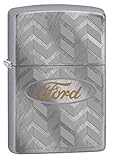 Zippo Lighter: Ford Logo Engraved - Diagonal Weave