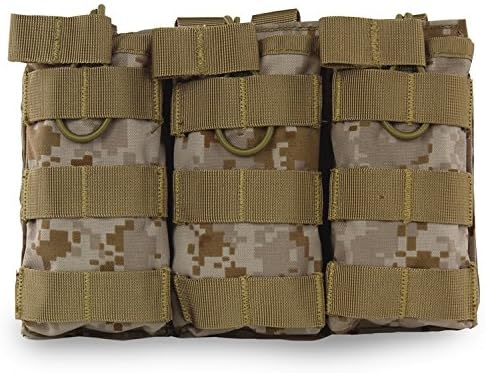 KYhao Tactical Molle Magazine Pouch Nylon Open-Top Triple Pistol Mag Holder Clip Pouch Hunting Bag (AOR1)