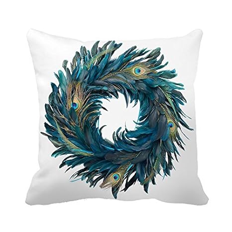 Amazon Com Tamengi Cotton Canvas Beautiful Peacock Feather Pillow