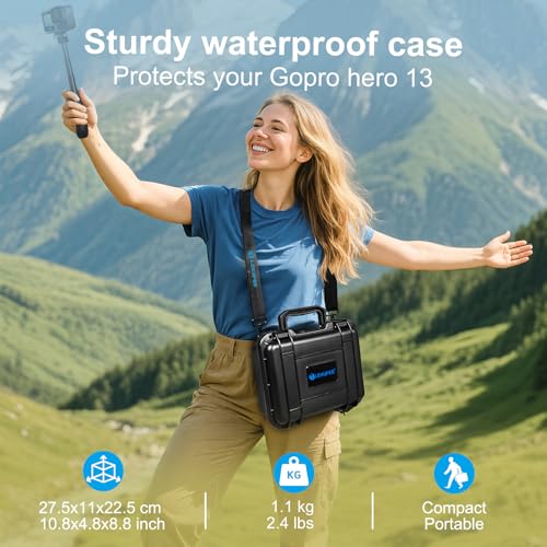 Lekufee Waterproof Hard Case Compatible with Gopro Hero 13/12/11/10/9/8, LIT Hero,Hero 4K,Media Mod/Gopro Volta/Creator Edition/Action Camera and Accessories(Case Only)
