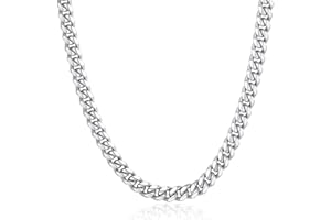 ChainsPro Chunky Miami Cuban Link Chains for Men,Stainless Steel Cuban Chain Necklace,4.8/6/10/14mm Width,No Tarnish& Thick Hip Hop Jewelry,18-30 inch Length, Black/Gold Plated/Silver,Send Gift Box