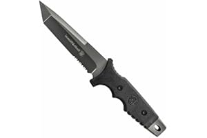 Smith & Wesson 10.6in High Carbon S.S. Fixed Blade Knife with 5.2in Tanto Blade and TPE Handle for Outdoor, Tactical, Surviva