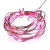 SUPERNIGHT (TM) 7ft/2m 20 LEDs Potted plants Copper LED Strings AA Battery Powered Ultra Thin String Lights Wire Portable Christmas Trees Lighting Decorative Pink LED Strings