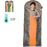 Sleeping bag, packable backpacking sleeping bags with ultralight lightweight, 2 bags spliced as a big double sleeping bag for outdoor travel, hiking, camping in all seasons (orange color right zipper)