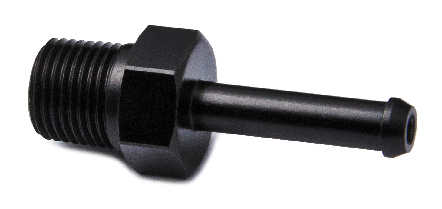 PrecisionGeek - Aluminium 1/8 NPT to 5mm 6mm (1/4) Push ON Barb Tail Hose Pipe Fitting Set - 1 pcs (Black)