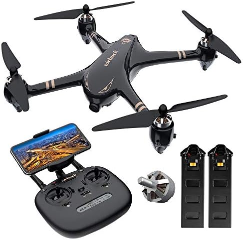 GPS RC Drone with Camera 1080P FHD Live Video and GPS Return Home, Virhuck V-6 5G Wi-Fi FPV Quadcopter, Follow Me, Altitude Hold, One Key Start/Landing, Longer Distance, Powerful Brushless Motor