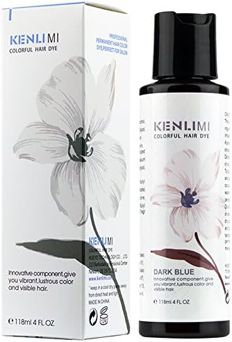 KENLIMI 100% Vegan No PPD No Ammonia Long Lasting Hair Color Dye,4 oz (Dark Blue)