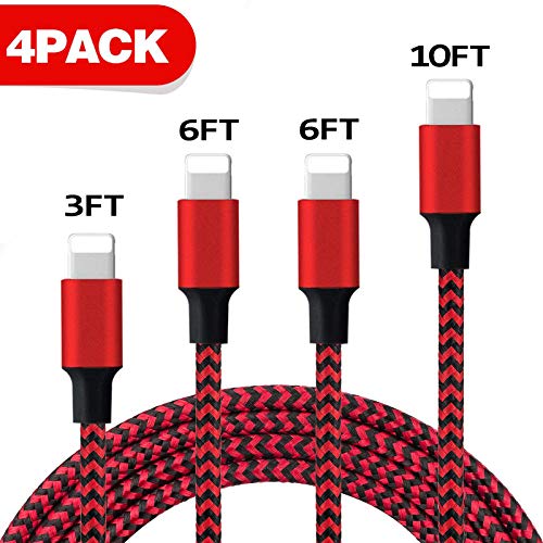 image for ZestyChef iPhone Charger, MFi Certified iPhone Cable 4 Pack [3/6/6/10F