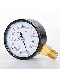 Milson Presión Gauge, 2.5" Negro Acero Caso, inferior Mount, 1 4" NPT, 0 + 100 PSI bar, precisión: +  2.0, latón, múltiples función interna