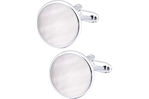 Jonwo Silver Mother of Pearl Cufflinks in Gift Box Round Cuff Links for Business Wedding Anniversary Dress