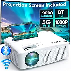 Native 1080P 19000 Lumens 5G WiFi Bluetooth