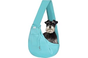 FDJASGY Small Pet Sling Carrier-Hands Free Reversible Pet Papoose Bag Tote Bag with a Pocket Safety Belt Dog Cat for Outdoor Travel Paleturquoise
