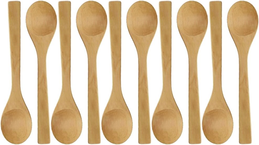 CASRO Spoons Coffee Honey Tea Stirrer Ecofriendly Handle Long Wooden Spoons Tableware 7 inch(10 Pcs)