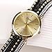 New Women Crystal Rivet Bracelet Quartz Braided Winding Wrap Wrist Watch