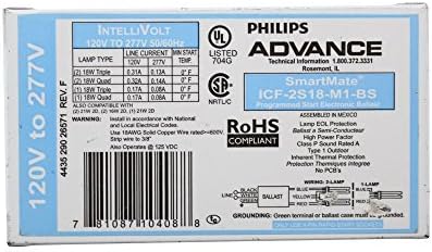 Philips Advance ICF-2S18-M1-BS Compact Fluorescent Ballast 120/277V 1-2 Lamp 18W by Advanced Ballasts