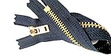 ZipperStop Wholesale Authorized Distributor YKK® Two 7 Inch Brass Jeans Zipper YKK Number 5 Gold Colored Metal Teeth Zips with Locking Slider Closed Bottom Color Navy #560