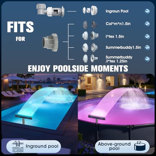 KingSom Pool Fountain with Coloured Lights, Rechargeable Waterfall Pool Fountain with Buttons and Remote Control, 10000 mAh Light Source for Above and Buried Pools, Water Fountain-Violet