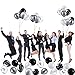 Hsei 60 Pieces Black Tie Dye Balloons Black White Silver Agate Latex Marble Balloons Colorful Balloons for Jungle Wedding Office Birthday Party Supplies