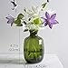 CASAMOTION Vases Hand Blown Art Glass Vase, Ripple Design Centerpiece Vases for Table, Olive Green