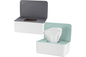 YOUYIDUN - 2 Pcs Wipes Dispenser, Baby Wipe Container, Wet Wipes Cases, Refillable Wipe Holders, Tissue Paper Storage Box Case Dispenser Non-Slip for Bathroom Baby Nursery, Keeps Wipes Fresh