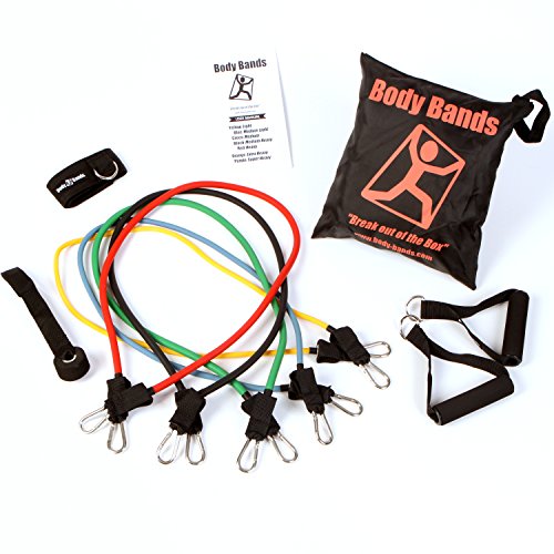 BodyBands Resistance Bands Set (5 Bands) Includes Handles, Door Anchor