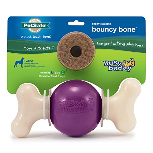 PetSafe Busy Buddy Bouncy Bone?, Treat Holding Dog Toy, Large, Best for Dogs Over 75 Lb.